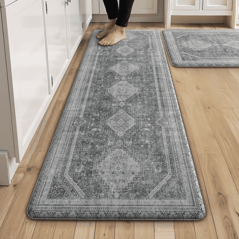 GENIMO 2Pcs Anti Fatigue Cushioned Kitchen Mats for Floor Oriental Washable Runner Rug