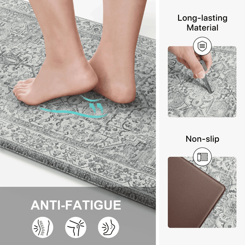 GENIMO 2Pcs Anti Fatigue Cushioned Kitchen Mat Non Slip Washable Runner Rug for Sink