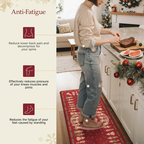 Alaric Christmas Anti Fatique Red Kitchen Mat with Prince and Princess 2pcs