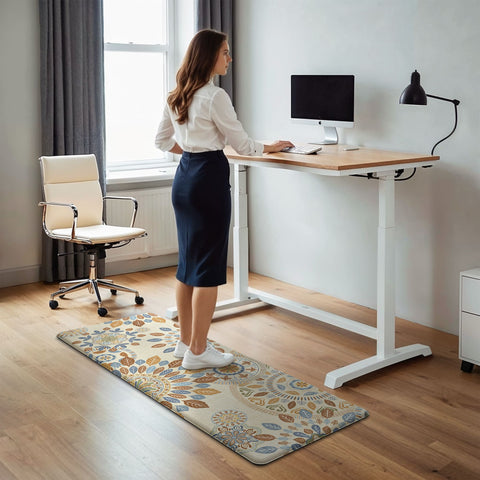 GENIMO 2Pcs Anti Fatigue Cushioned Kitchen Mats for Floor Floral Washable Runner Rugs