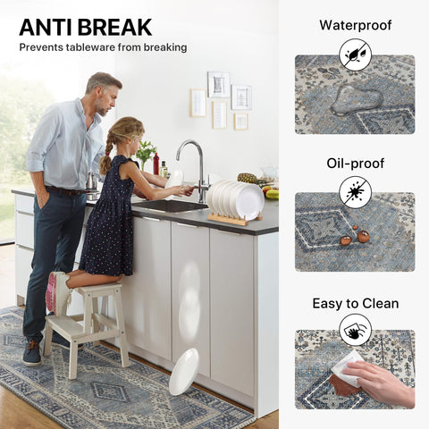 GENIMO 2Pcs Anti Fatigue Padded Kitchen Mats for Floor Oriental Washable Runner Rug