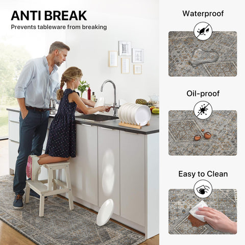 GENIMO 2Pcs Anti Fatigue Padded Kitchen Mats for Floor Oriental Washable Runner Rug