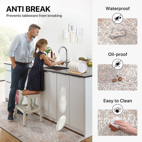 GENIMO 2Pcs Anti Fatigue Padded Kitchen Mats for Floor Oriental Washable Runner Rug