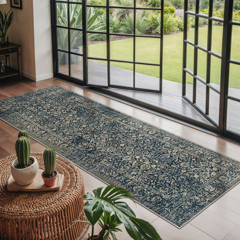 GENIMO Flourishing Floral Print Machine Washable Runner Rug,2'x6'