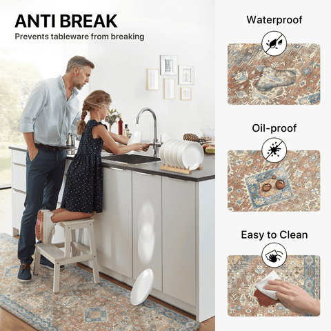 GENIMO 2Pcs Anti Fatigue Padded Kitchen Floor Mat Non Slip Washable Runner Rug for Sink in Persian