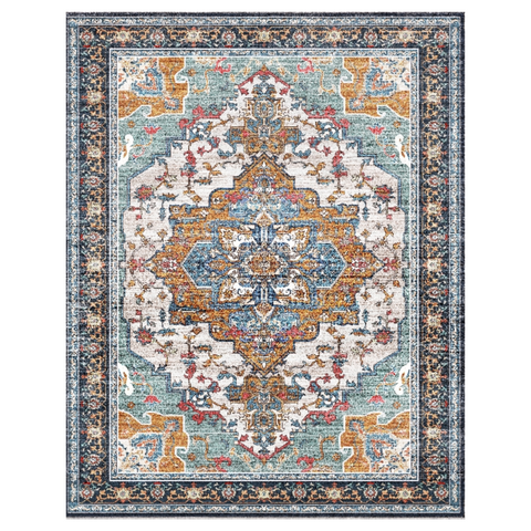 GENIMO Non Slip Machine Washable Classic Symmetrical Floral Area Rug