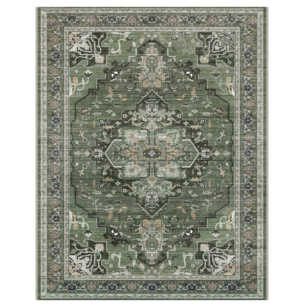 GENIMO Non Slip Machine Washable Vintage Symmetrical Geometric Print Area Rug