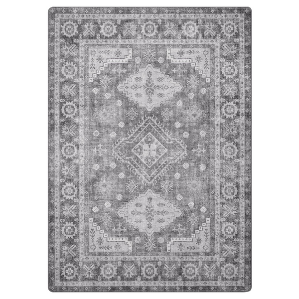GENIMO Fantasy Geometric Floral Print Non-Slip Washable Area Rug Gray