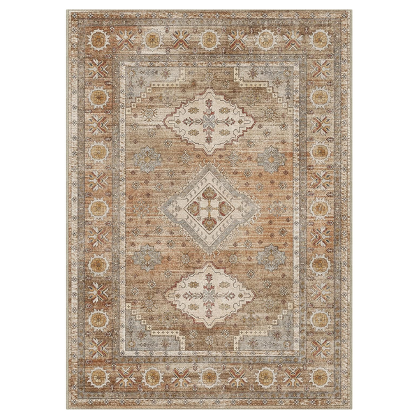 GENIMO Fantasy Geometric Floral Print Warm Color Non-Slip Washable Area Rug