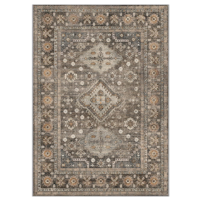 GENIMO Fantasy Geometric Floral Print Non-Slip Washable Area Rug Brown