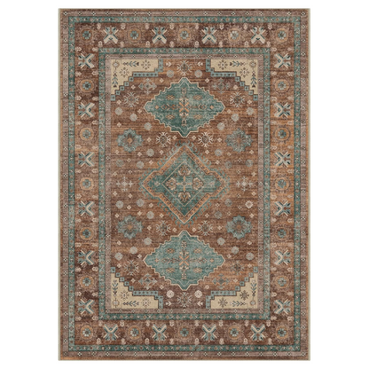 GENIMO Fantasy Geometric Floral Print Non-Slip Washable Area Rug Brown