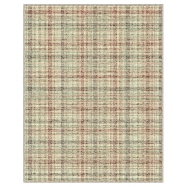 GENIMO Classic Plaid Print Machine Washable Non-Slip Ivory & Multi