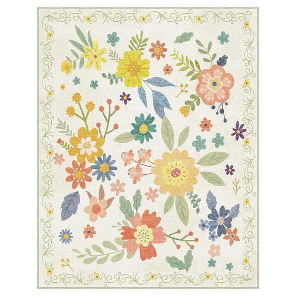 GENIMO Large Floral Print Non-Slip Kids Pet Friendly Area Rug
