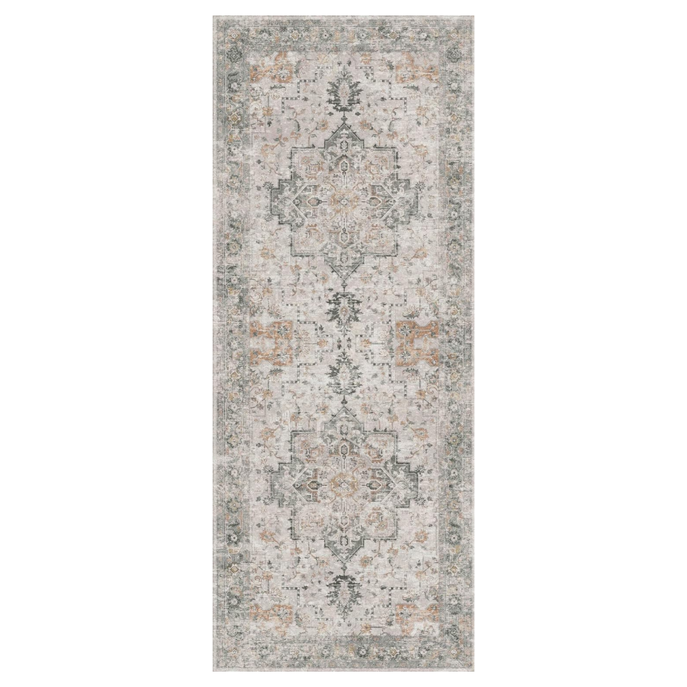 Daria Washable Vintage Persian Tribal Light Taupe Runner Rug | GENIMO