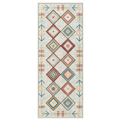 GENIMO Rainbow Geometric Low-Pile Runner Rug