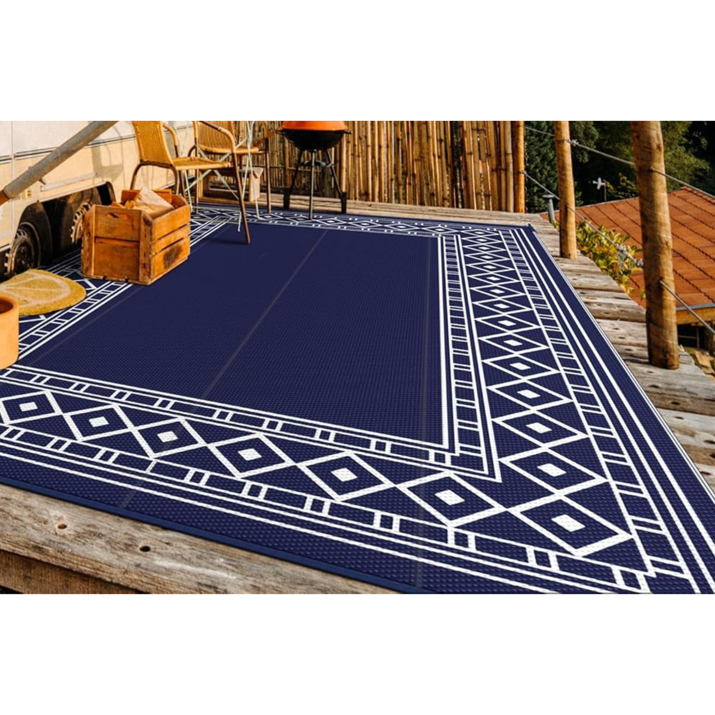 GENIMO Bohemian Style Waterproof Outdoor Rug Blue