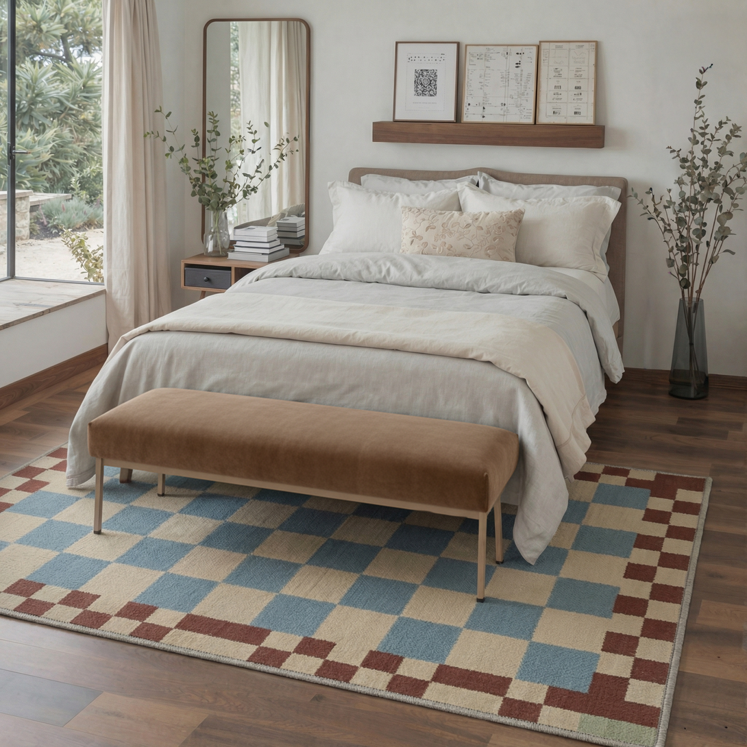 GENIMO Washable Minimalism Patchwork Checkerboard Rug for Living Room ...
