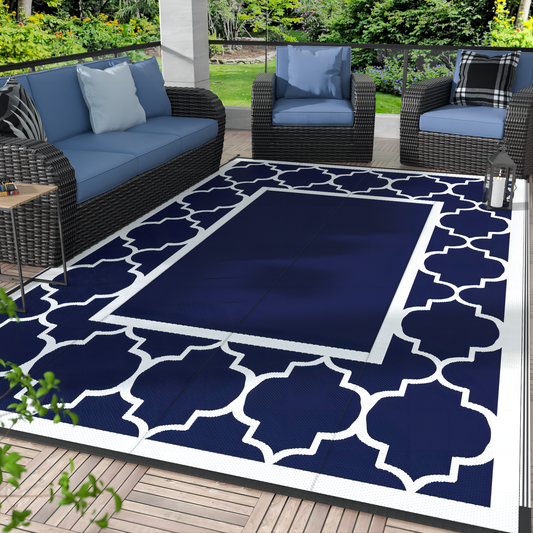 GENIMO Outdoor Rug for Patio,Reversible Plastic Waterproof Rugs,Clearance Mat,Rv,Camping,Deck,Porch,Camper,Balcony