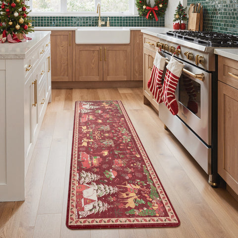 Glint Christmas Padded Anti Fatigue Kitchen Mat 2pcs