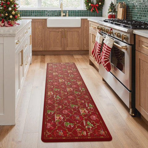 Aveline Christamas Santa Padded Anti Fatigue Kitchen Mat 2pcs
