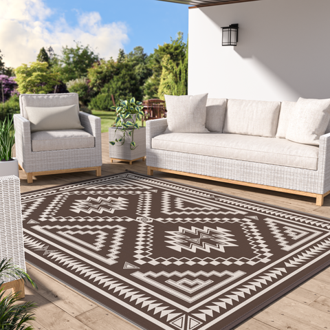 GENIMO Outdoor Rug for Patio Clearance,8'x10' Waterproof Mat