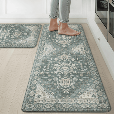 GENIMO 2Pcs Anti Fatigue Padded Kitchen Floor Mat Non Slip Washable Runner Rug for Sink in Persian