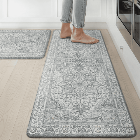 GENIMO 2Pcs Anti Fatigue Cushioned Kitchen Mat Non Slip Washable Runner Rug for Sink