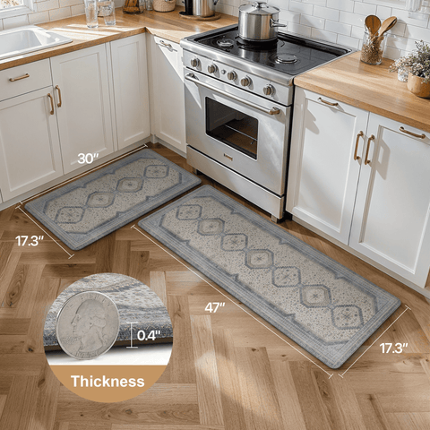 GENIMO 2Pcs Anti Fatigue Cushioned Kitchen Mats for Floor Oriental Washable Runner Rug