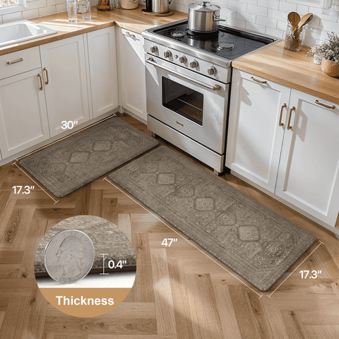 GENIMO 2Pcs Anti Fatigue Cushioned Kitchen Mats for Floor Oriental Washable Runner Rug