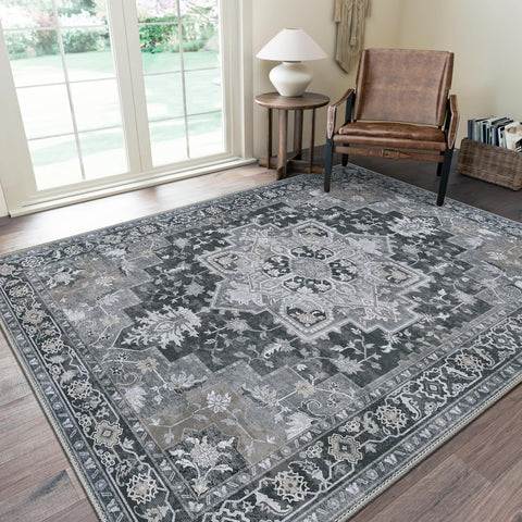 GENIMO Machine Washable Rugs Non Slip Carpet with Gripper AR1005