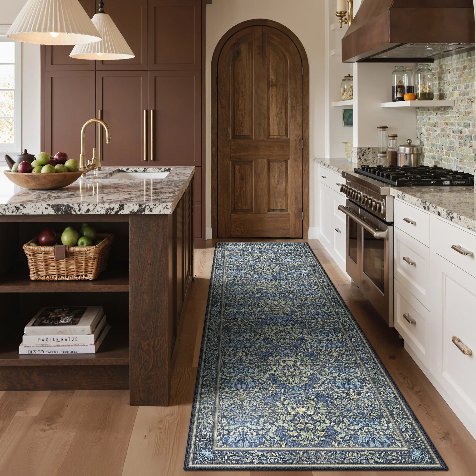ラグ・カーペット Runa Runa Washable Vintage Floral Print Blue Rugs – GENIMO