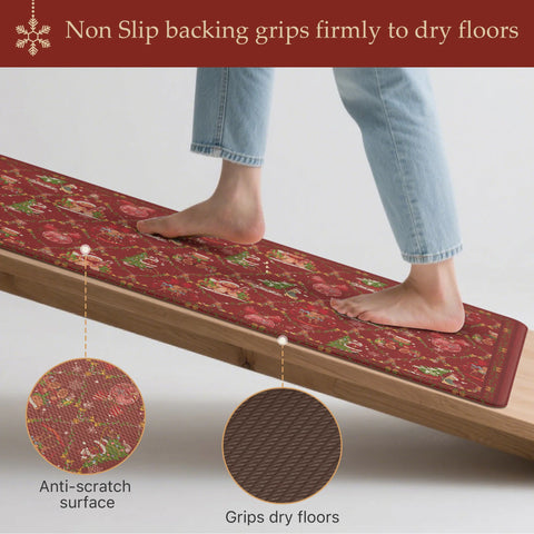 Aveline Christamas Santa Padded Anti Fatigue Kitchen Mat 2pcs