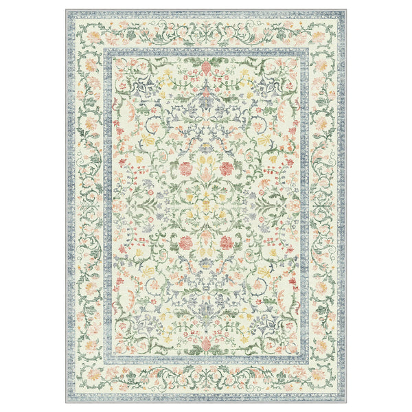 Fenra Washable Morden Floral Print Green Rugs