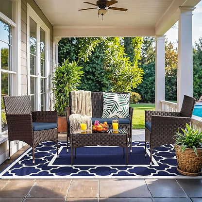 GENIMO Outdoor Rug for Patio Clearance,8'x10' Waterproof Mat