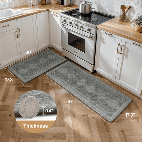 GENIMO 2Pcs Anti Fatigue Cushioned Kitchen Mats for Floor Oriental Washable Runner Rug
