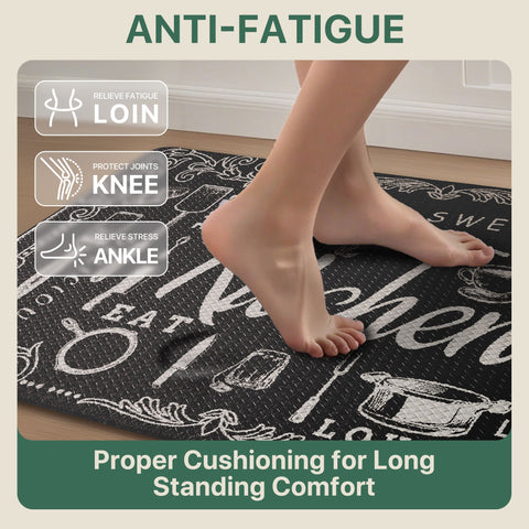 GENINO 2PCS Cushioned Anti Fatigue Runner Rugs Non Slip Washable Kitchen Mats for Floor