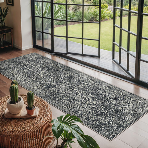 GENIMO Flourishing Floral Print Machine Washable Runner Rug,2'x6'