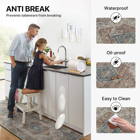 GENIMO 2Pcs Anti Fatigue Padded Kitchen Mats for Floor Oriental Washable Runner Rug