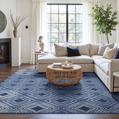 GENIMO Modern Geometric Checkered Machine Washable Non Slip Area Rug