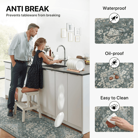 GENIMO 2Pcs Anti Fatigue Padded Kitchen Floor Mat Non Slip Washable Runner Rug for Sink in Persian