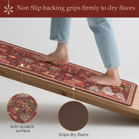 Glint Christmas Padded Anti Fatigue Kitchen Mat 2pcs