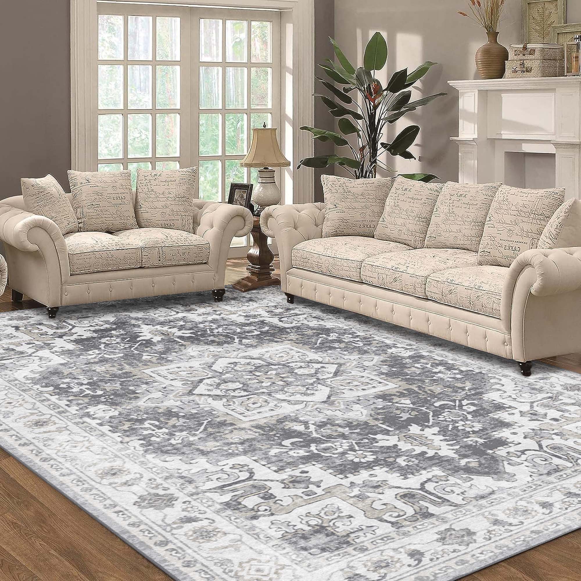 GENIMO Machine Washable Rugs Non Slip Carpet with Gripper