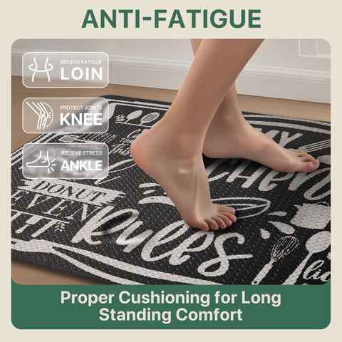 GENINO  2PCS Cushioned Anti Fatigue Kitchen Mats for Floor Non Slip Washable Runner Rugs