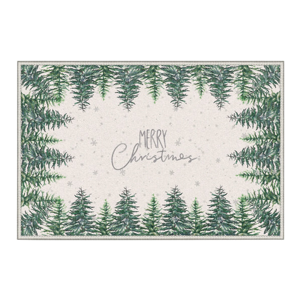 Evral Christmas Pine Machine Washable Green Rug