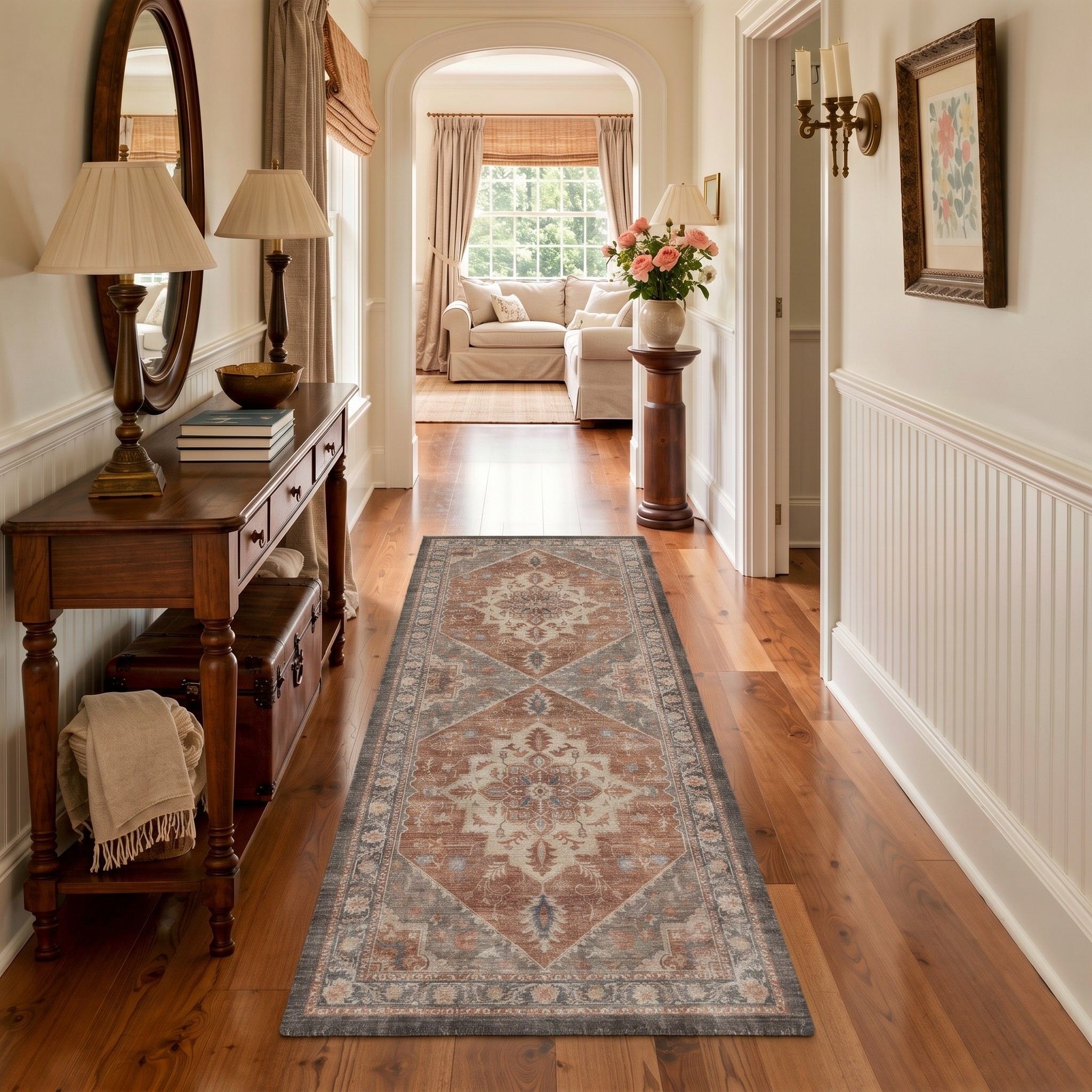 Mirava Vintage Persian Terracotta Rug - Washable & Non-Slip | GENIMO
