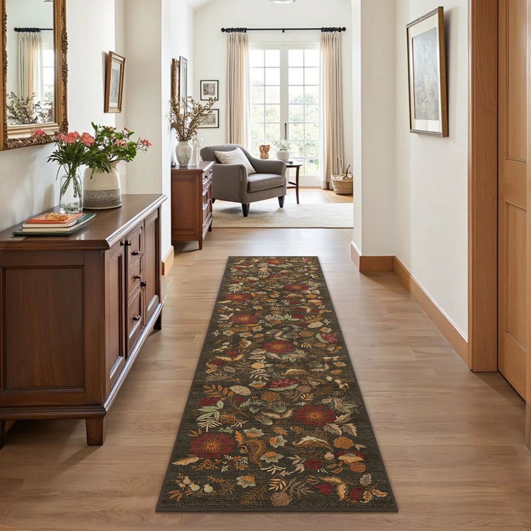 2nd Rug Liora Modern Forest Floral Washable Rug in Brown | GENIMO