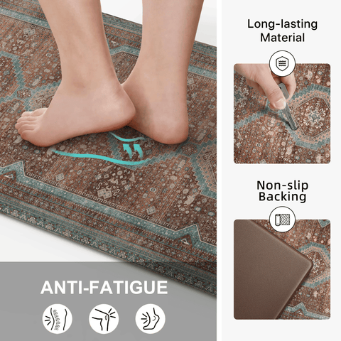 GENIMO 2Pcs Anti Fatigue Cushioned Kitchen Mats for Floor Oriental Washable Runner Rug