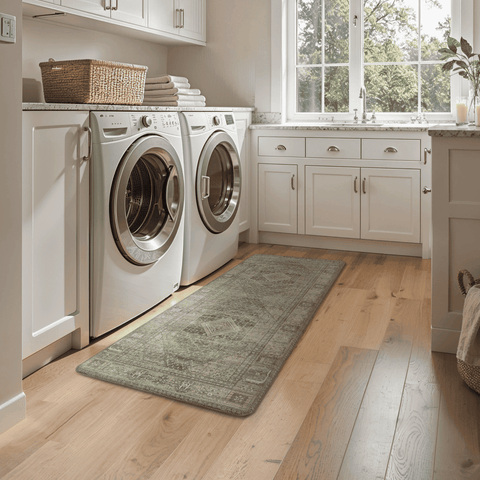 GENIMO 2Pcs Anti Fatigue Padded Kitchen Mats for Floor Oriental Washable Runner Rug