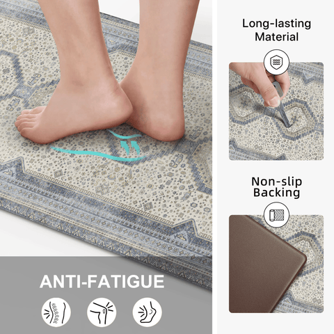 GENIMO 2Pcs Anti Fatigue Cushioned Kitchen Mats for Floor Oriental Washable Runner Rug