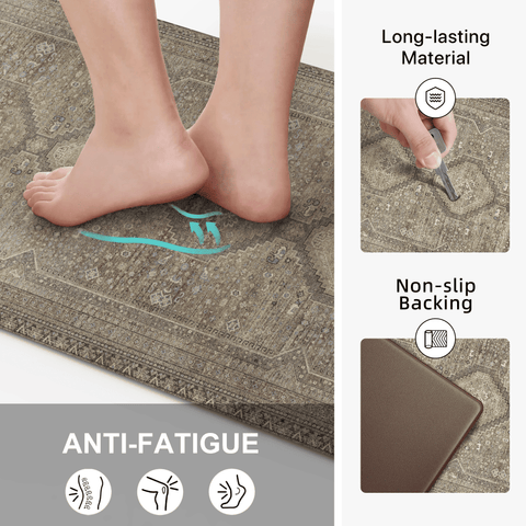 GENIMO 2Pcs Anti Fatigue Cushioned Kitchen Mats for Floor Oriental Washable Runner Rug